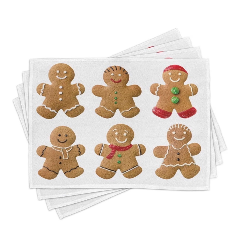 Ambesonne Gingerbread Man Placemats. Water & Stain Resistant.  New